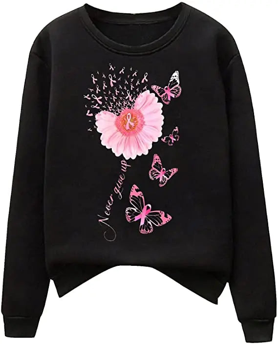 Pink Ribbon Breast Cancer Awareness Long Sleeve Breast Cancer Awareness Shirts for Women Wear Month T-Shirt In October