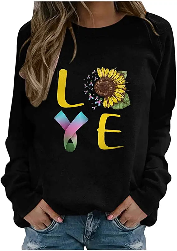 Pink Ribbon Breast Cancer Awareness Long Sleeve Breast Cancer Awareness Shirts for Women Wear Month T-Shirt In October