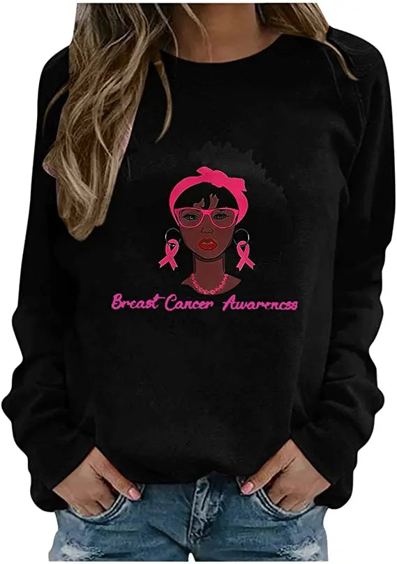 Pink Ribbon Breast Cancer Awareness Long Sleeve Breast Cancer Awareness Shirts for Women Wear Month T-Shirt In October