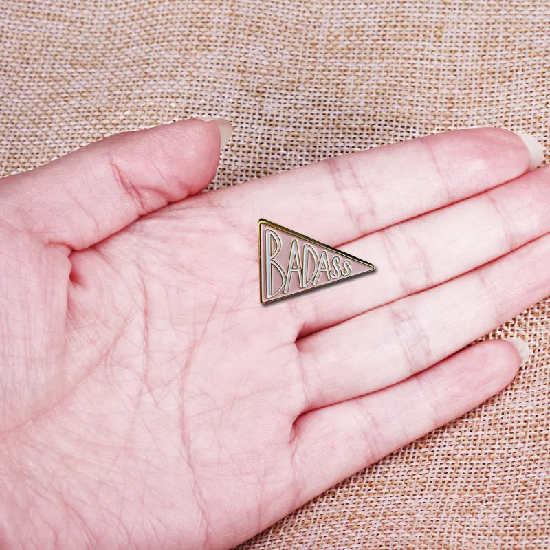 Pink Badass Hard Enamel Pin  Feminist Gift