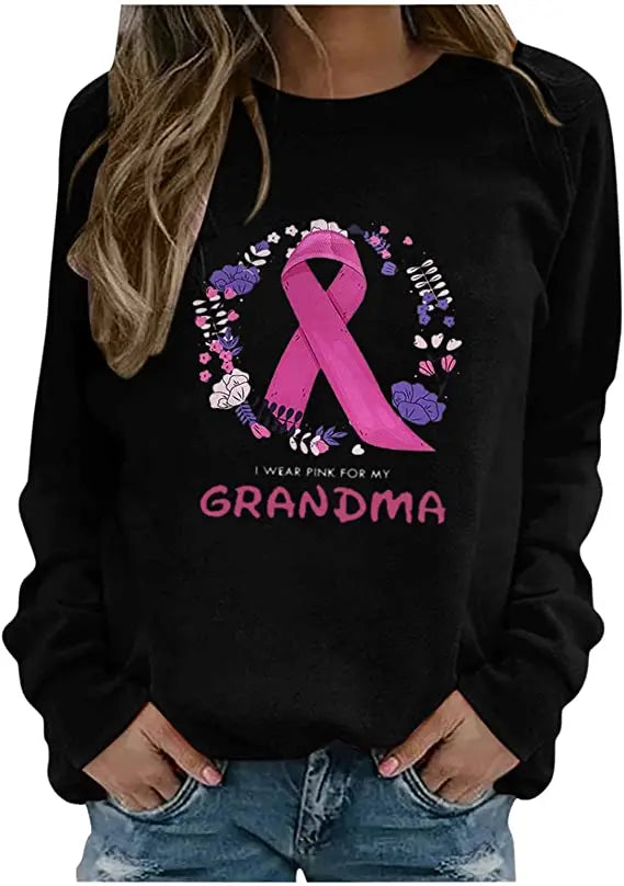 Pink Ribbon Breast Cancer Awareness Long Sleeve Breast Cancer Awareness Shirts for Women Wear Month T-Shirt In October
