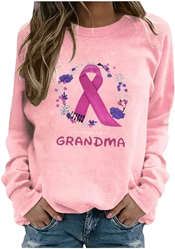Pink Ribbon Breast Cancer Awareness Long Sleeve Breast Cancer Awareness Shirts for Women Wear Month T-Shirt In October