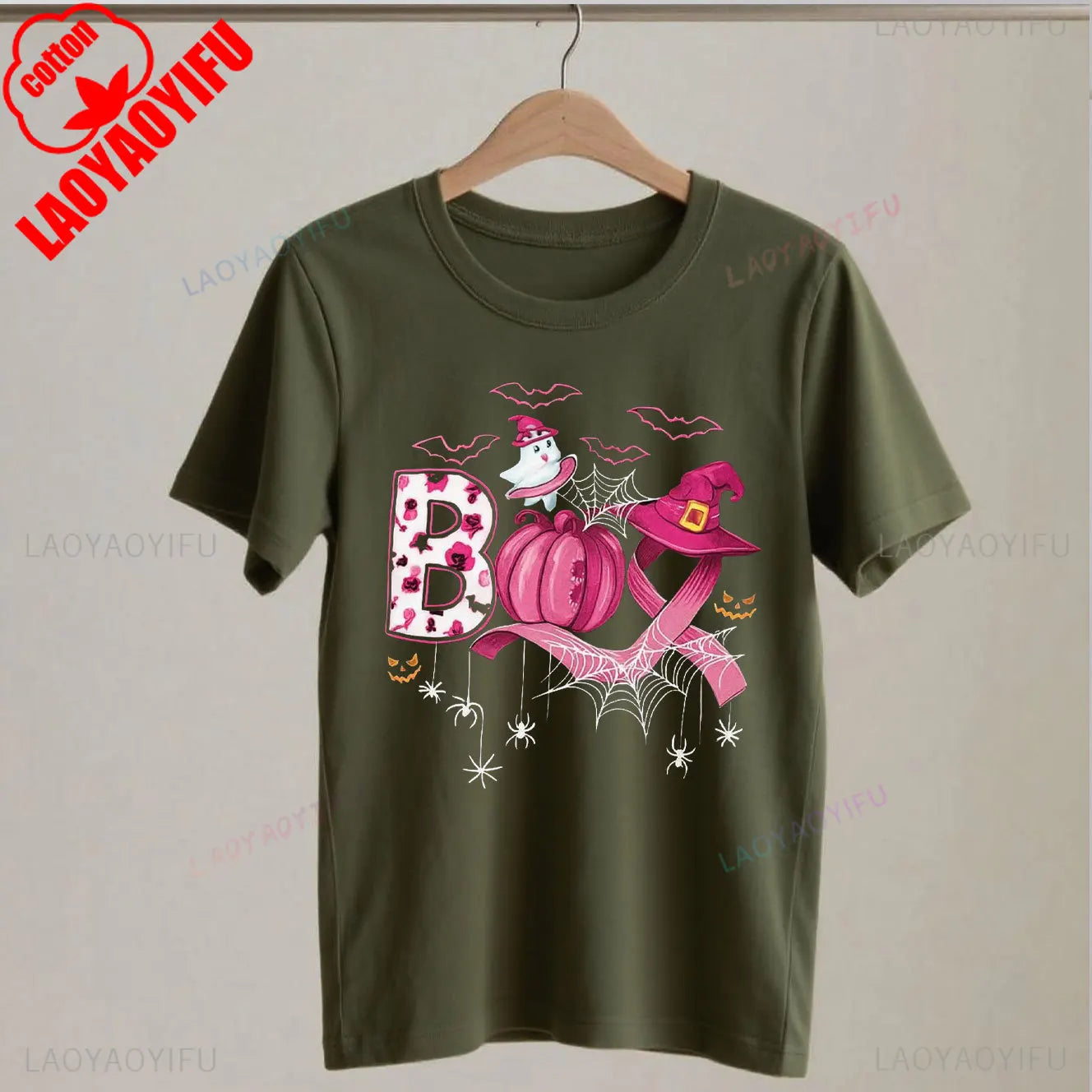 Breast Cancer Boo Shirts Pink Pumpkin Witch Hat Halloween Cancer Tshirt Cancer Awareness Gift Pink October Tee Cotton Tee Tops