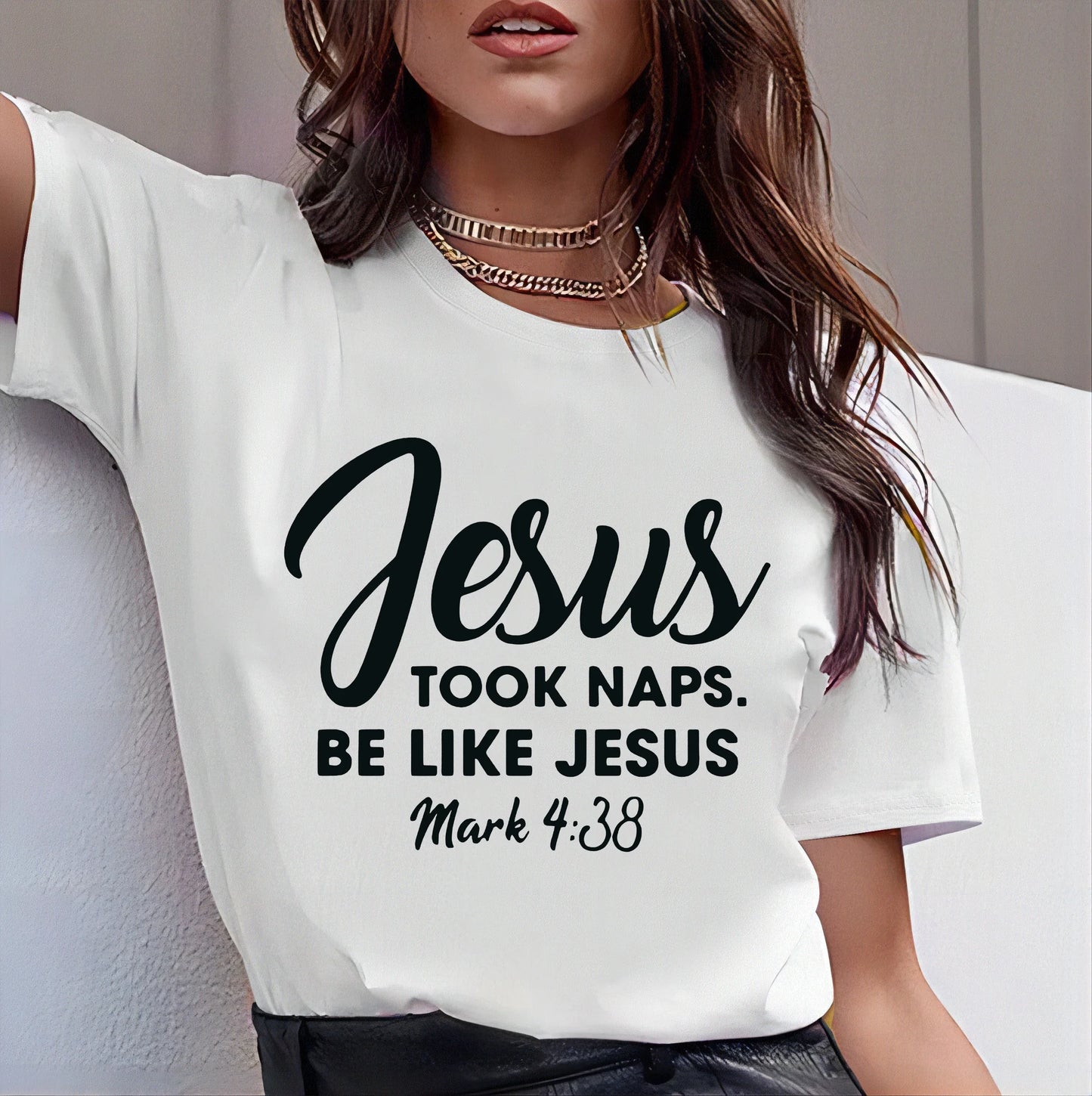 the SOUL ANCHOR - Jesus Took Naps Be Like Jesus Christian T-Shirt, Fashion Casual Summer Top Woman's Clothing