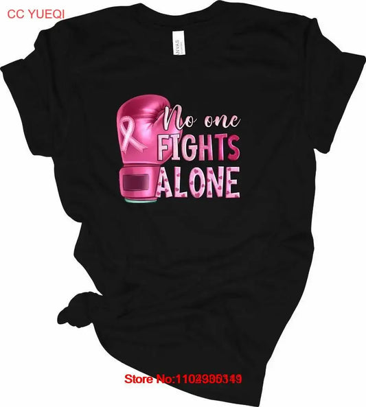 No One Fights Alone Boxing Gloves Breast Cancer Awareness T-Shirt Cancer Shirt