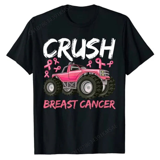 the CRUSH BREAST CANCER - Breast Cancer Awareness Car Lover Graphic T-Shirts
