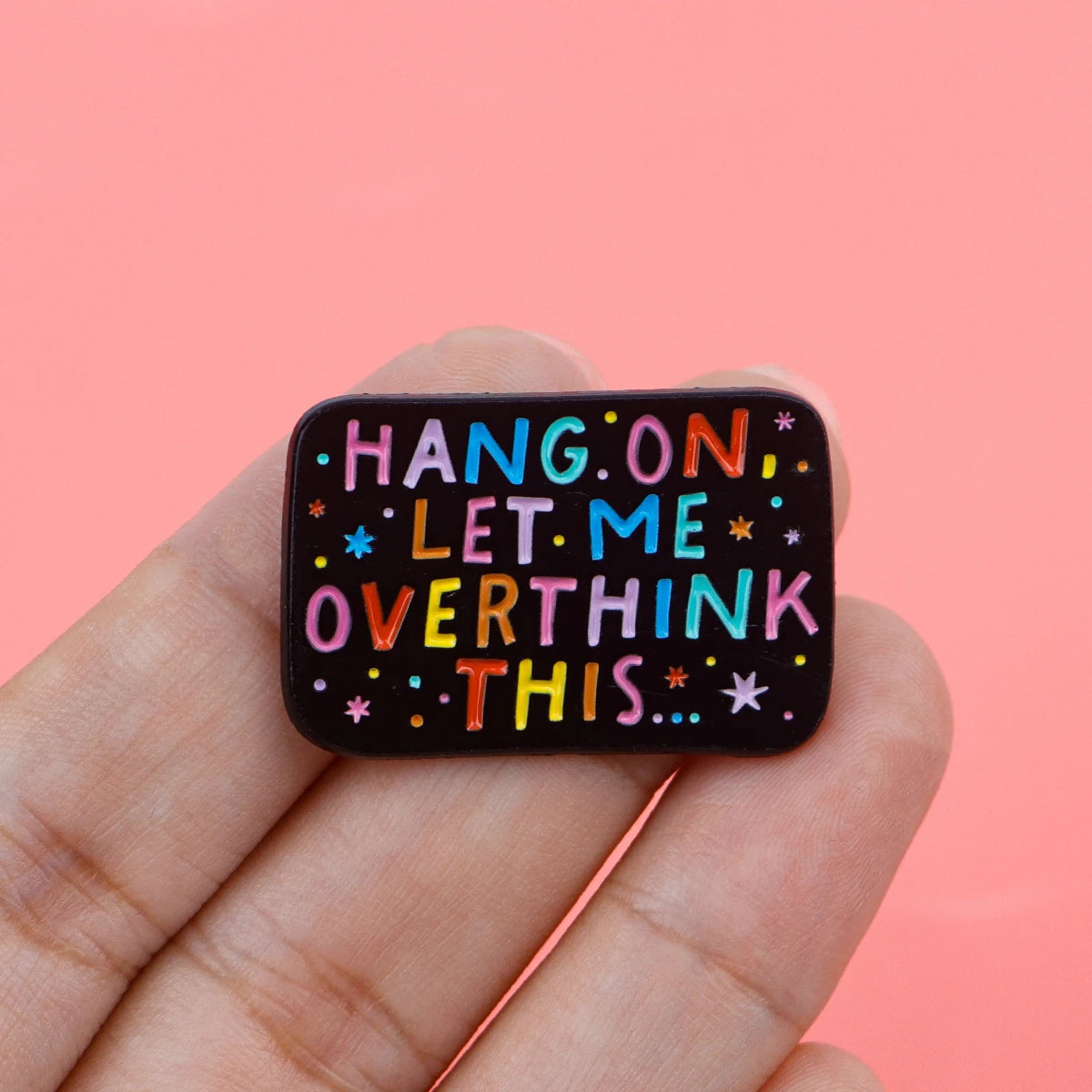 the OVERTHINKER - Rainbow Enamel Pin, Humorous Quotes Brooch Pins, Lapel Pins Badge