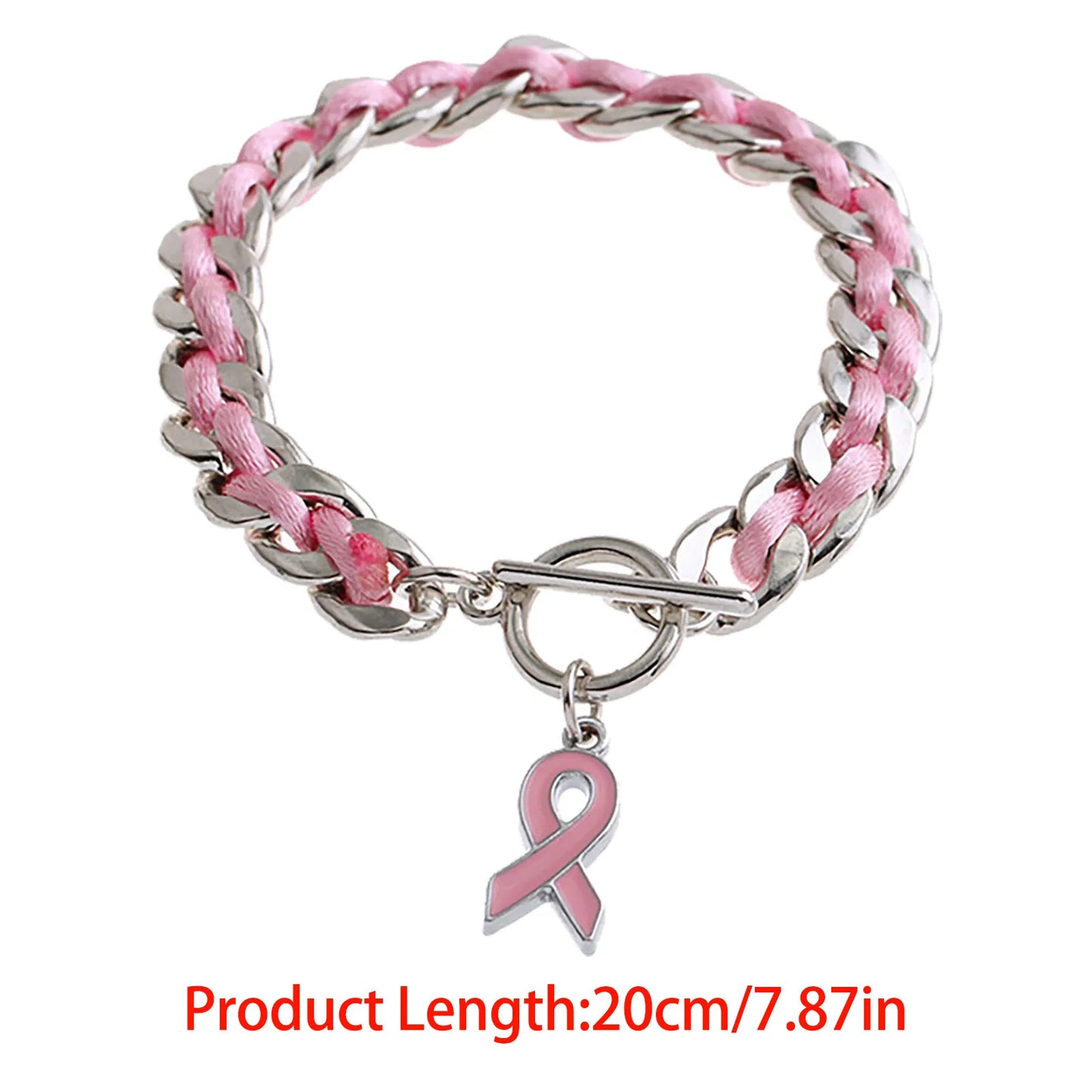 the PINK CHAIN - Pink Ribbon Breast Bracelet Rope, Pink Gift Breast Bracelet Love Ribbon Rope Bracelets