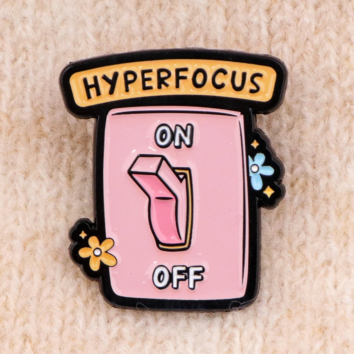 the MENTAL HEALTH - "On/Off Switch" Enamel Pin, ADHD Awareness Brooch Pins, Lapel Pins Badge Clothing Accessories Funny Jewelry Gift