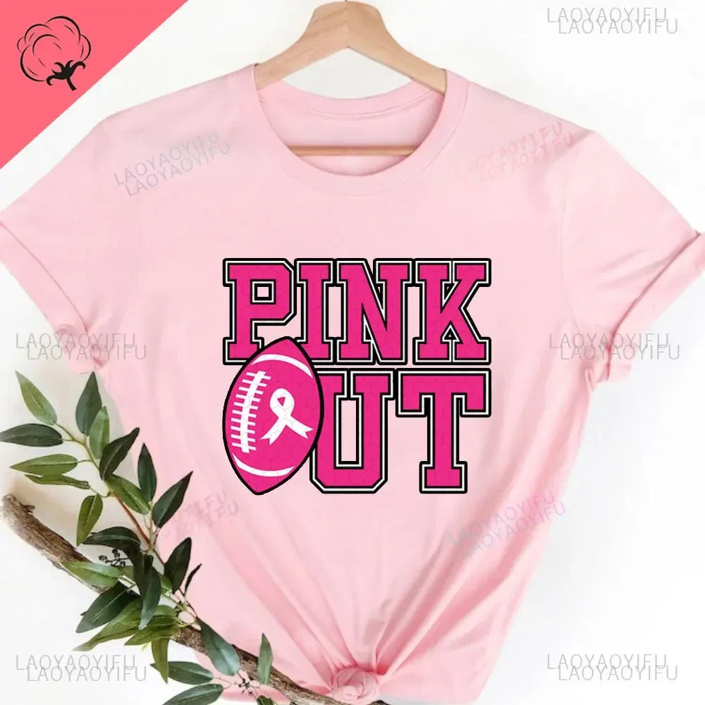 Caring for Women Breast Cancer T-shirt October Pink Ribbon Breast Cancer Awareness Themed Printed Tee Gift for Moms Daughters