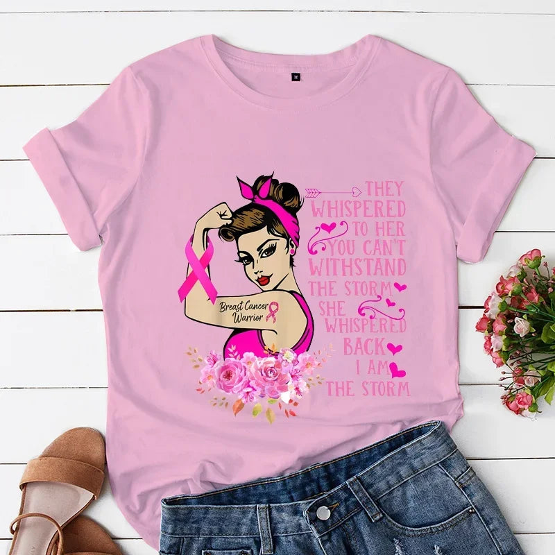 the I AM THE STORM - Breast Cancer Fight Retro Graphic T-Shirts