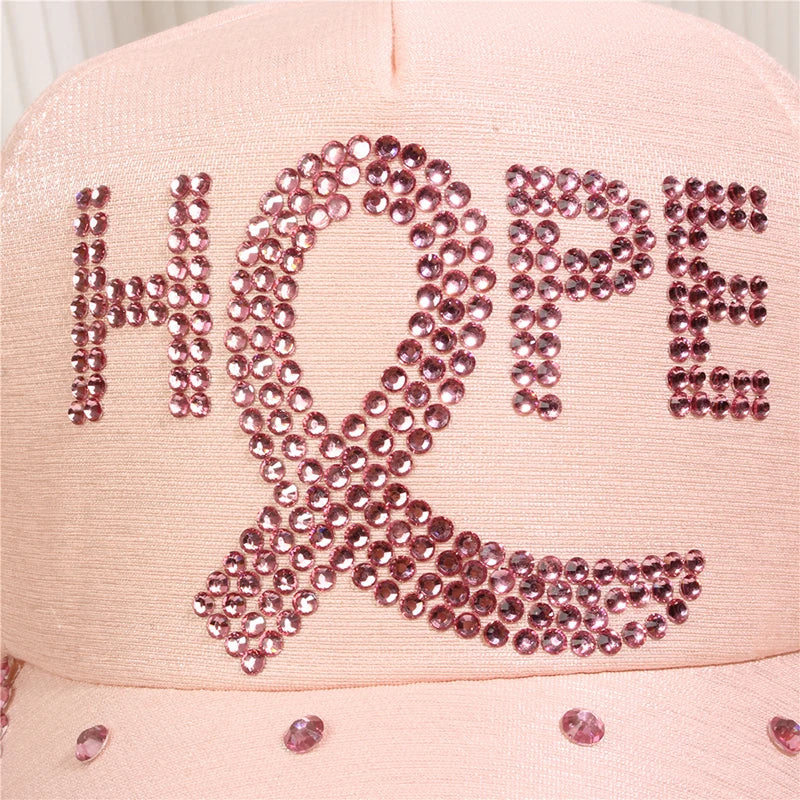 Bekky Ribbon the HOPE HATS - Believe Pink Ribbon Sparkly Denim Cap – Becky's Breast ...