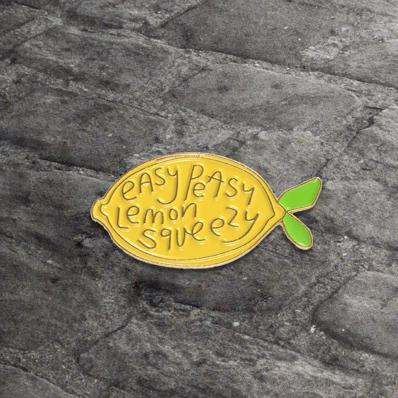 the LEMON SQUEEZY - Yellow Lemon Fruit Cute Kawaii Brooch, Simple Design Brooch Badge Bag/Clothing Accessories Pin