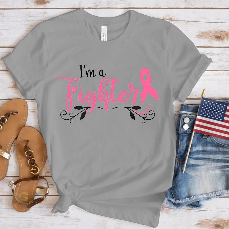 the FIGHTER - Breast Cancer Awareness I'm a Fighter Print T-Shirt