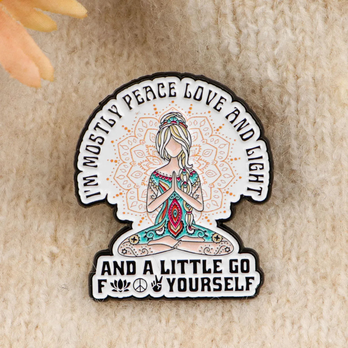 the ZEN MAMA - Funny Yoga Enamel Pin, Humorous Quote Brooches for Women, Lapel Pins Badge