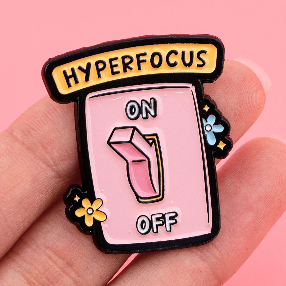 the MENTAL HEALTH - "On/Off Switch" Enamel Pin, ADHD Awareness Brooch Pins, Lapel Pins Badge Clothing Accessories Funny Jewelry Gift