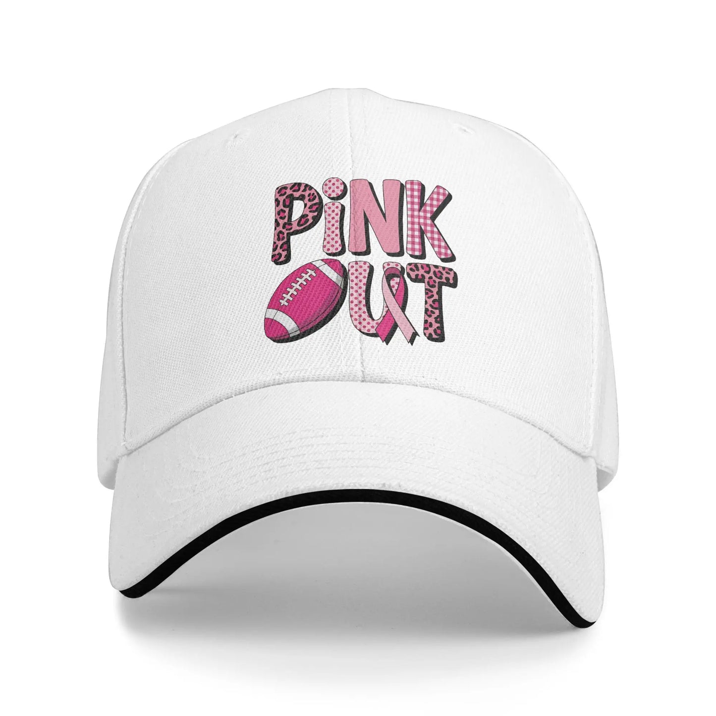 October We Wear Pink Rainbow Breast Cancer Awareness Ribbon Sandwich Cap Baseball Cap  Hat Adjustable Snapback Caps Hat Caps