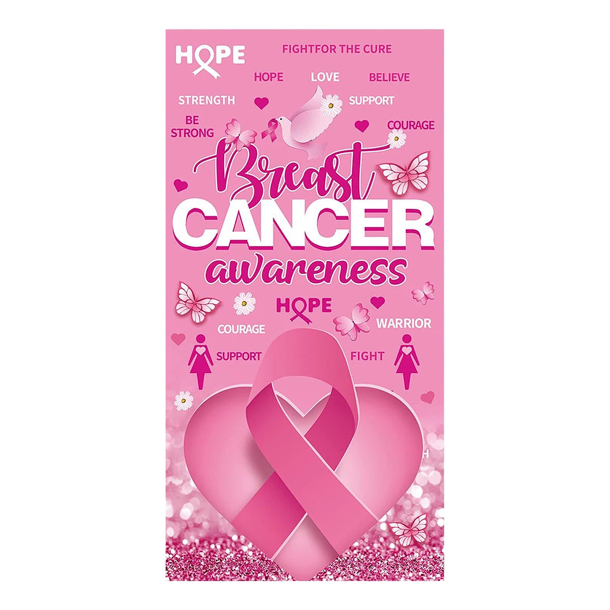 1Pcs Breast Cancer Awareness Decorations Door Banner Hope Strength Courage Faith Banners for Breast Cancer Awareness Decor