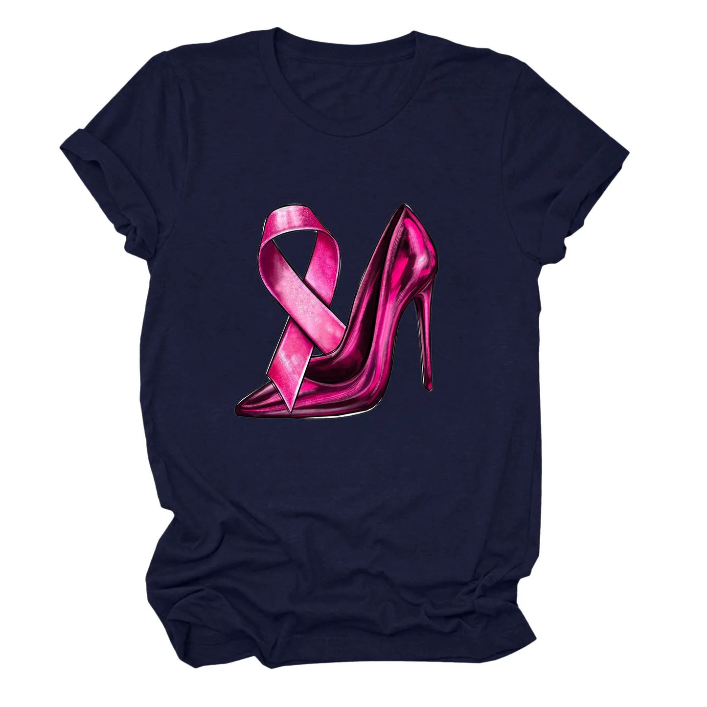 the STILETTO - Breast Cancer Graphic T-Shirts for Women Breast Cancer Awareness Tees