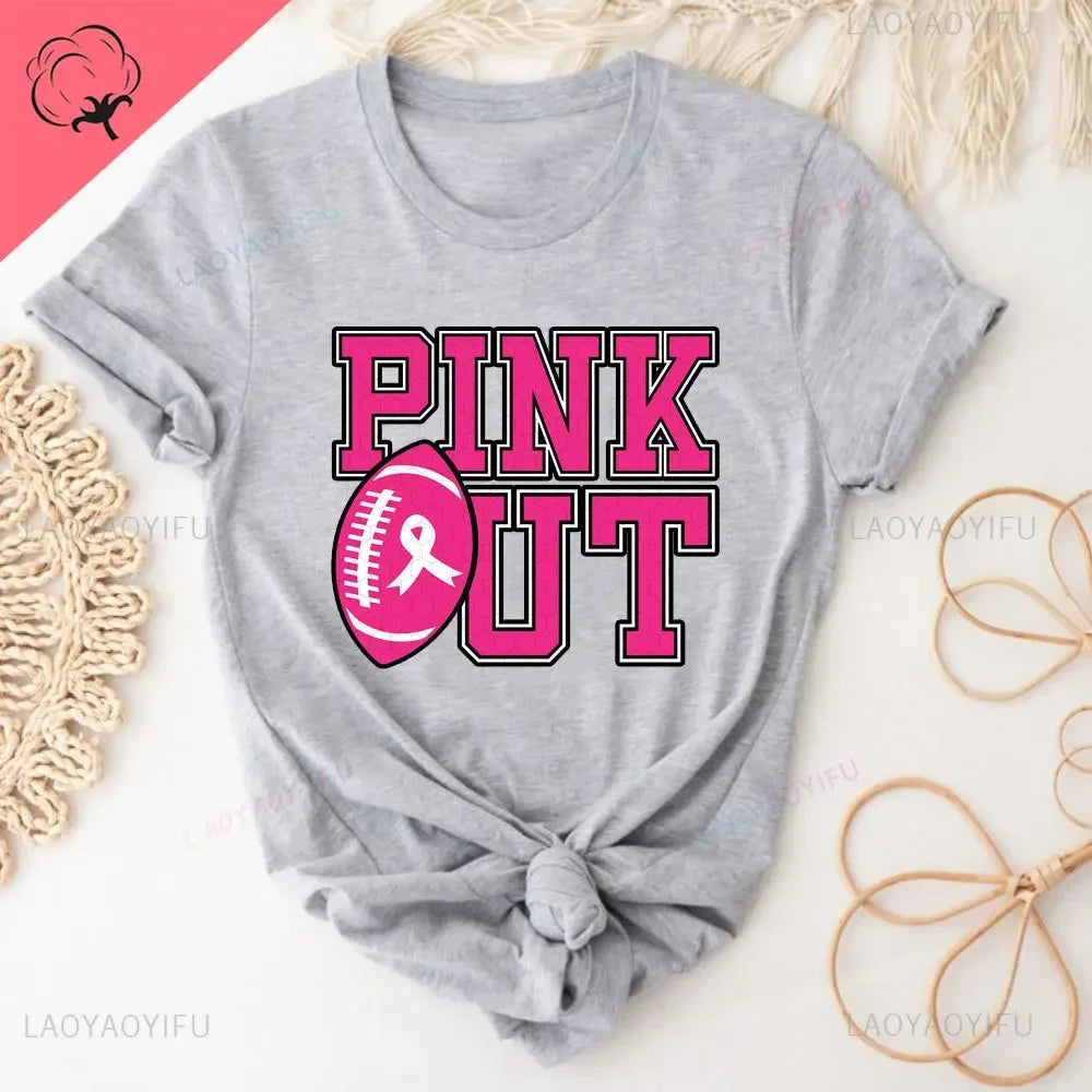 Caring for Women Breast Cancer T-shirt October Pink Ribbon Breast Cancer Awareness Themed Printed Tee Gift for Moms Daughters
