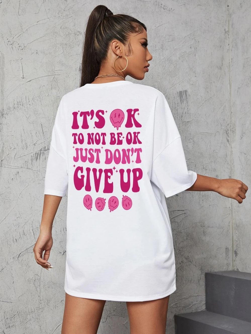It'S Ok To Not Be Ok Just Don'T Give Upfemale Tshirt Breathable Summer T Shirt Casual Fashion Tee Top Basic Daily Tshirts Women