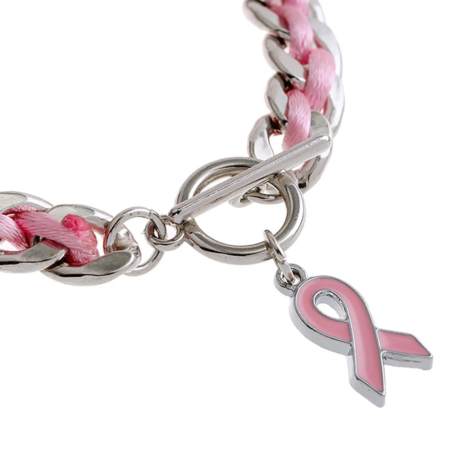 the PINK CHAIN - Pink Ribbon Breast Bracelet Rope, Pink Gift Breast Bracelet Love Ribbon Rope Bracelets