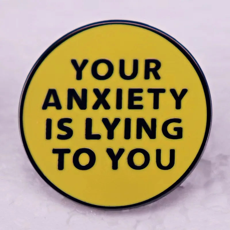 the OKIE-DOKIE - Fun Mental Health Awareness Badges, Self Anxiety Brooch Lapel Pins for Fashion, Women Jewelry Accessories