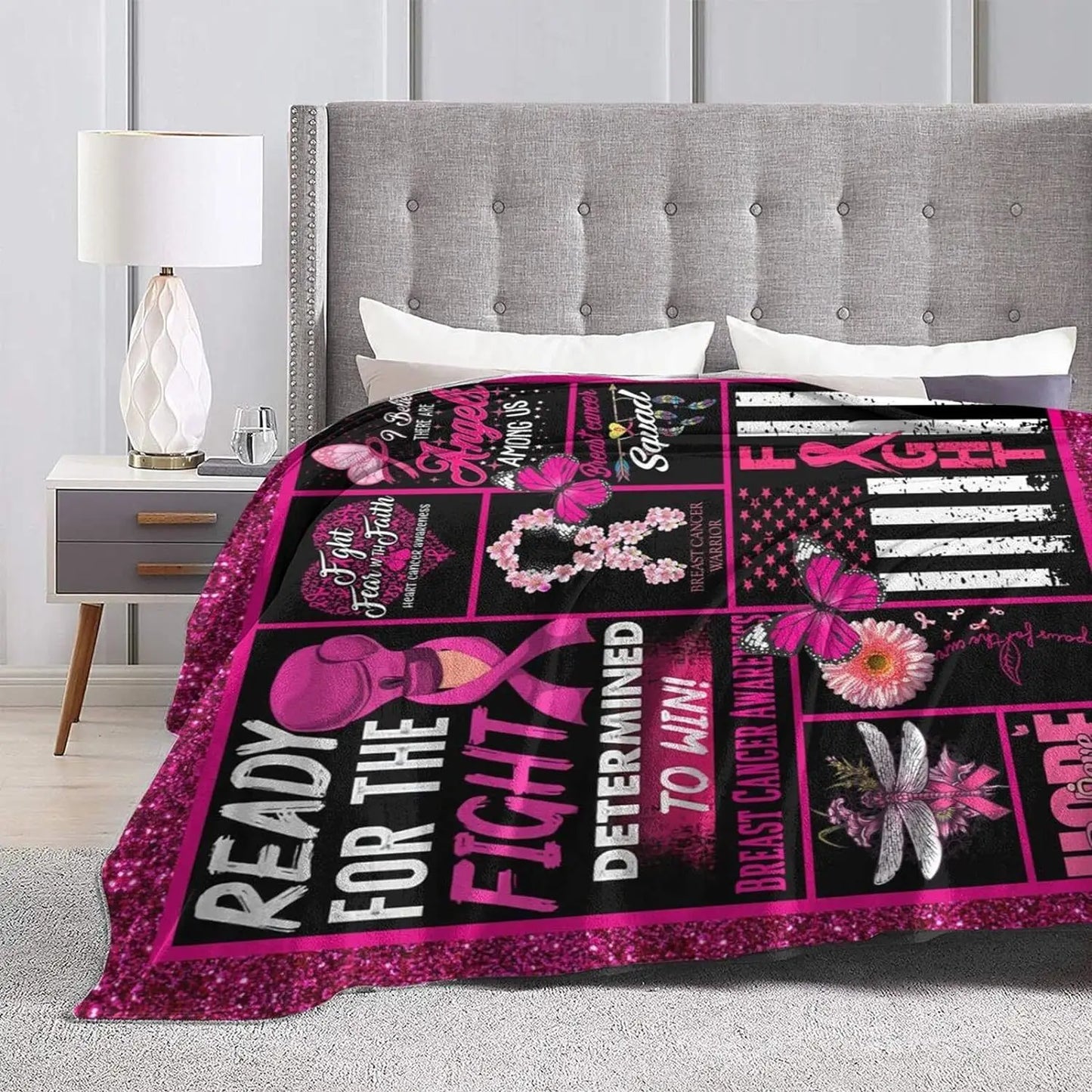 the SNUGGLER - Breast Cancer Blanket, Cancer Survivors for Women Breast Cancer, Pink Healing Blanket for Women Get Well Soon