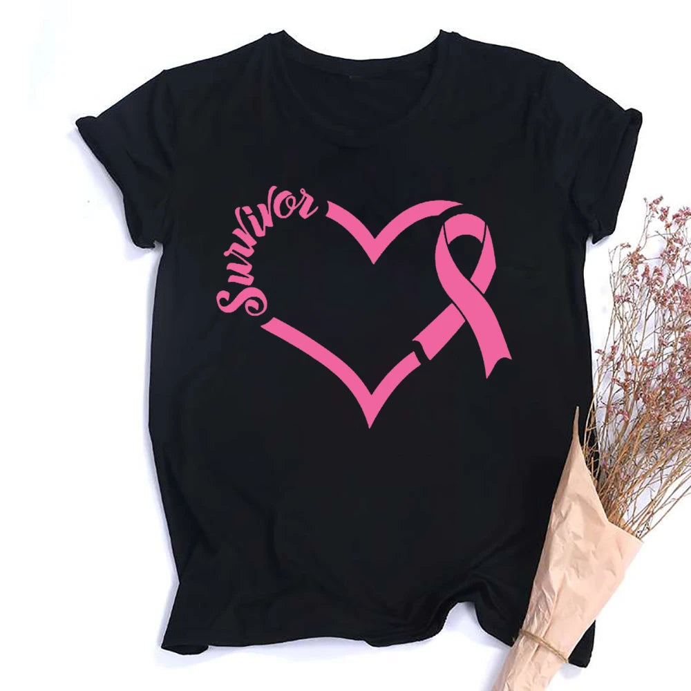 Breast Cancer Shirts for Women Pink Ribbon Breast Cancer Awareness T-Shirt Cancer Care Gifts Ladies Tee Tops