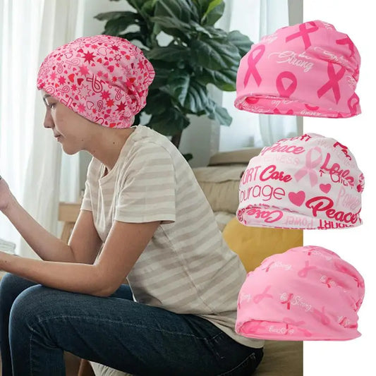 the COMFY CAP - Pink Breast Cancer Awareness Hats with Elastic Band and Pink Ribbon Pattern Casual Breathable Awareness Hat for Women