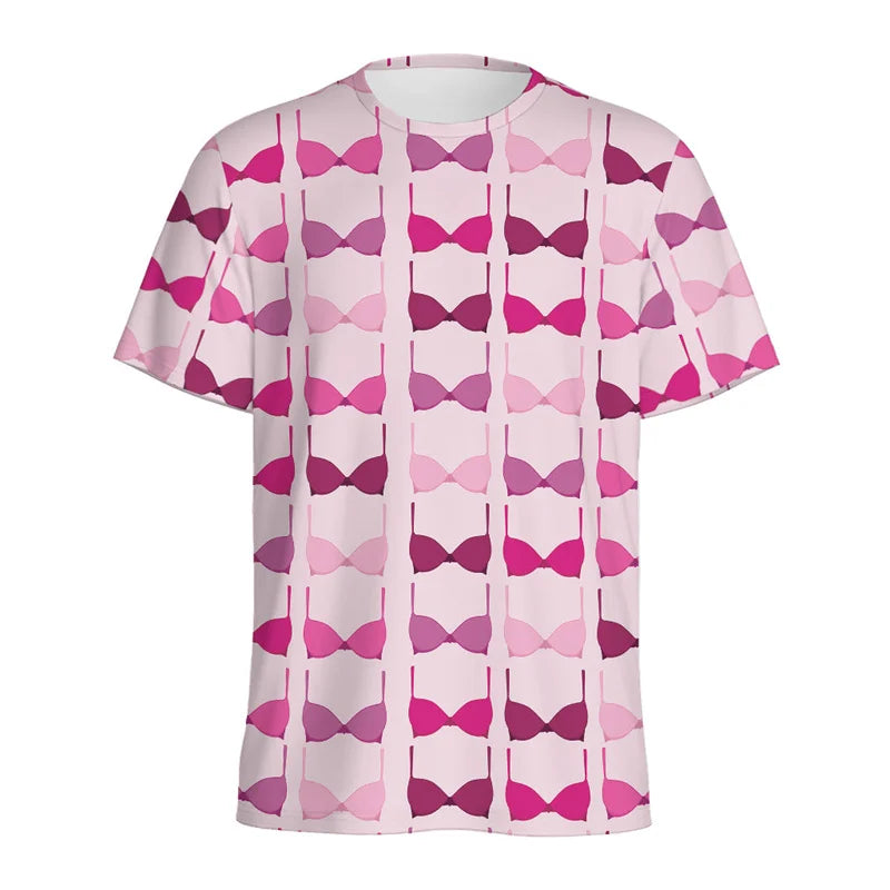 Breast Cancer Awareness 3D Printed T Shirt Women Fashion Pink Ribbon Pattern T-Shirt Loose Short Sleeves Round Neck Tee Shirts