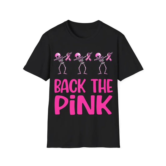 October Pink Ribbon T-Shirt Breast Cancer Awareness, Halloween Skeleton Graphic T-shirt, Short Sleeve Crew Neck Casual Top