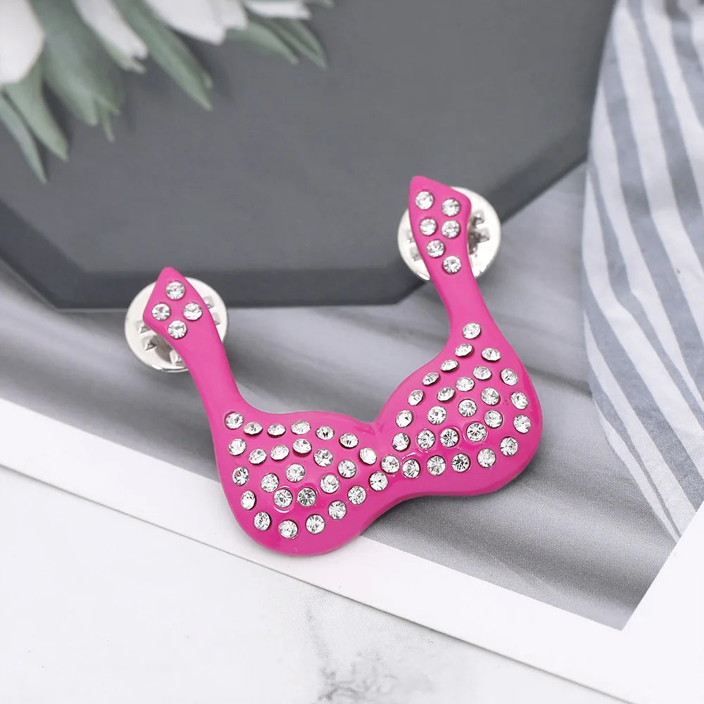 Breast Cancer Awareness Jewelry Pink Ribbon Rhinestone Brooches Women's Metal Badge Pins Fundraisers Events Gift