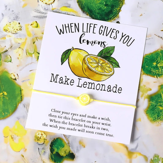 the LEMON WISH - Lemon Wish Bracelet, Bohemian Lemon Slice Fruit Charm Beaded Bracelet for Women, Friendship Jewelry Motivational Gift