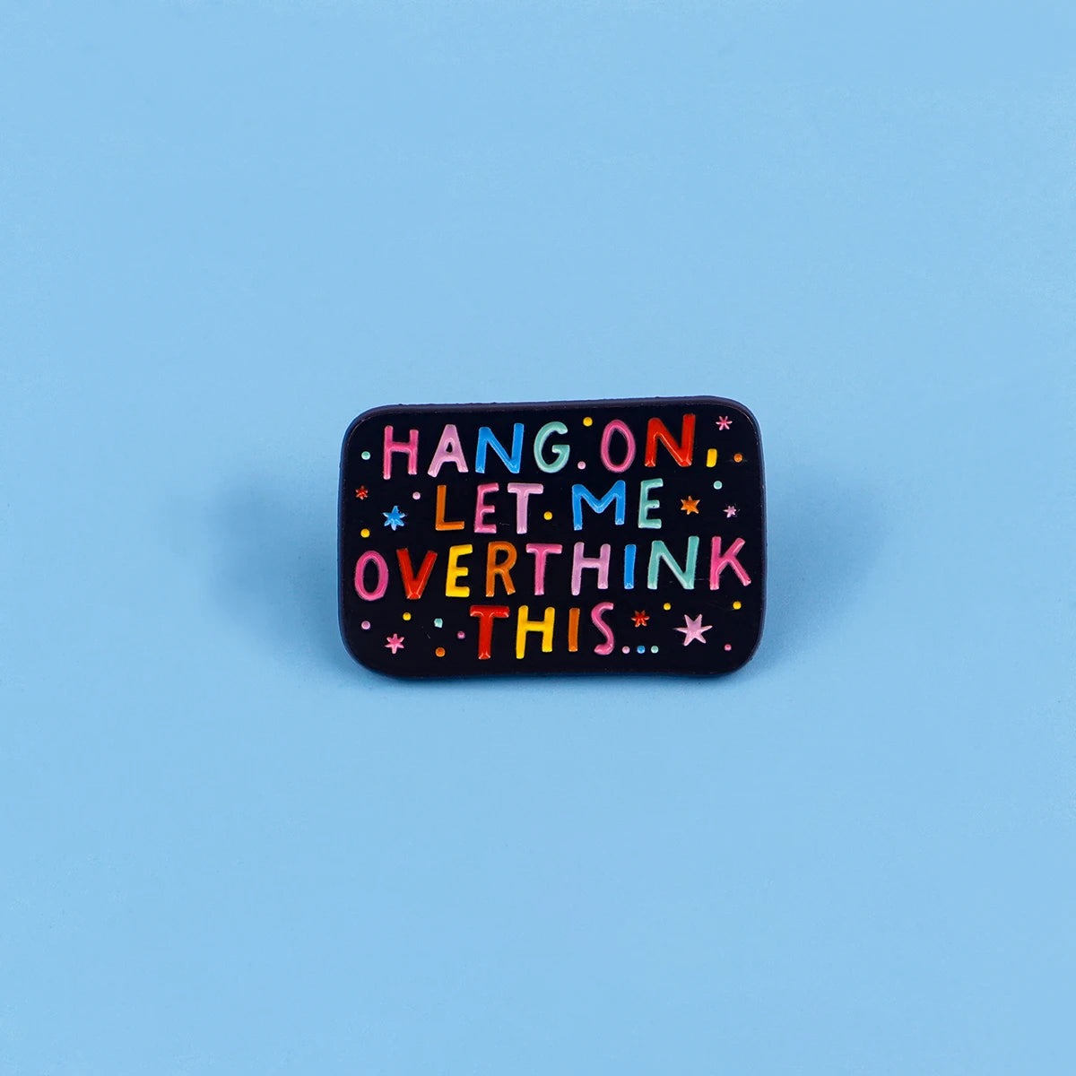 the OVERTHINKER - Rainbow Enamel Pin, Humorous Quotes Brooch Pins, Lapel Pins Badge