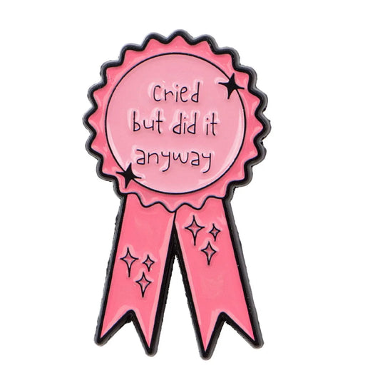 the PINK RIBBON - Funny "Cried" Enamel Pin, Pink Ribbon Brooch Pins, Lapel Pins Badge Clothing Accessories Fashion Jewelry Gift for Her