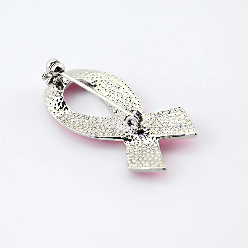 Fashion Pink Ribbon Rhinestone Brooches Breast Cancer Awareness Brooch Pin HIV And AIDS Badge Women Brooch Jewelry