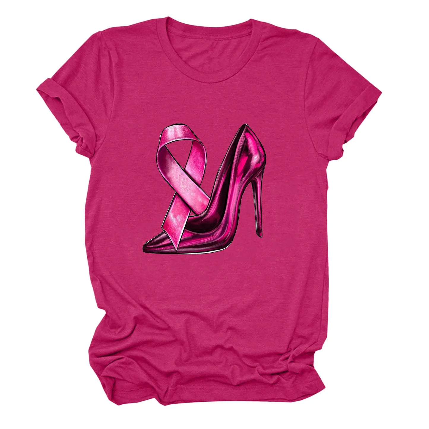 the STILETTO - Breast Cancer Graphic T-Shirts for Women Breast Cancer Awareness Tees
