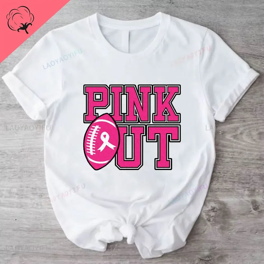 Caring for Women Breast Cancer T-shirt October Pink Ribbon Breast Cancer Awareness Themed Printed Tee Gift for Moms Daughters