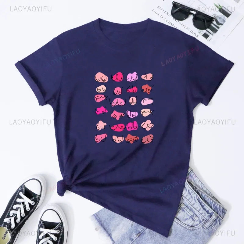the BODY POSITIVITY - Boobies Shirt Aesthetic Women Body Positivity Graphic Tops