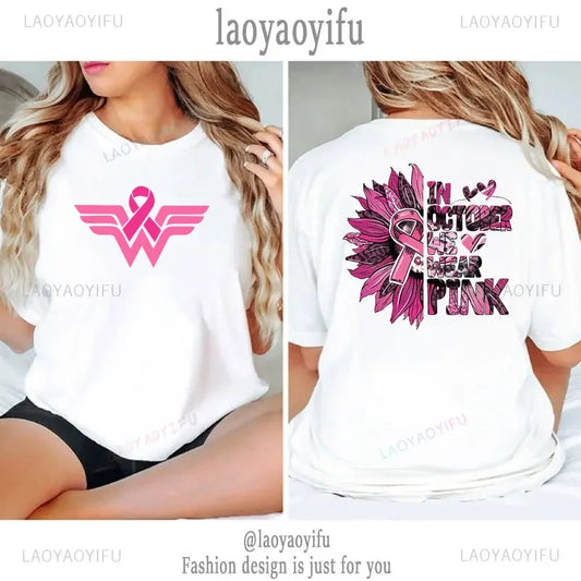 the WARRIOR COLLECTION - Breast Cancer Awareness Printed T-Shirts for Women