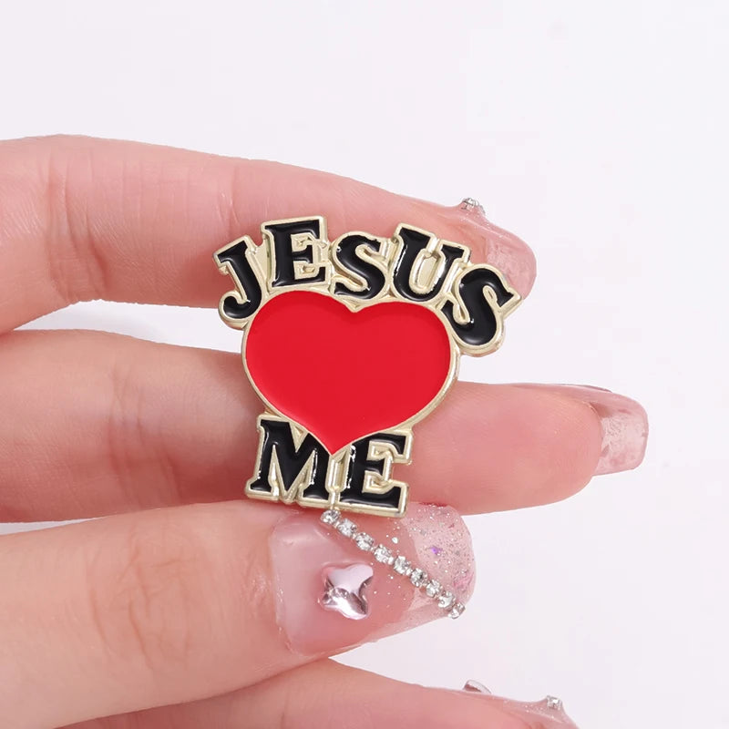 the JESUS LOVES ME - Enamel Pins Custom Christian God Is Good Metal Brooches Lapel Badge Jewelry Gift