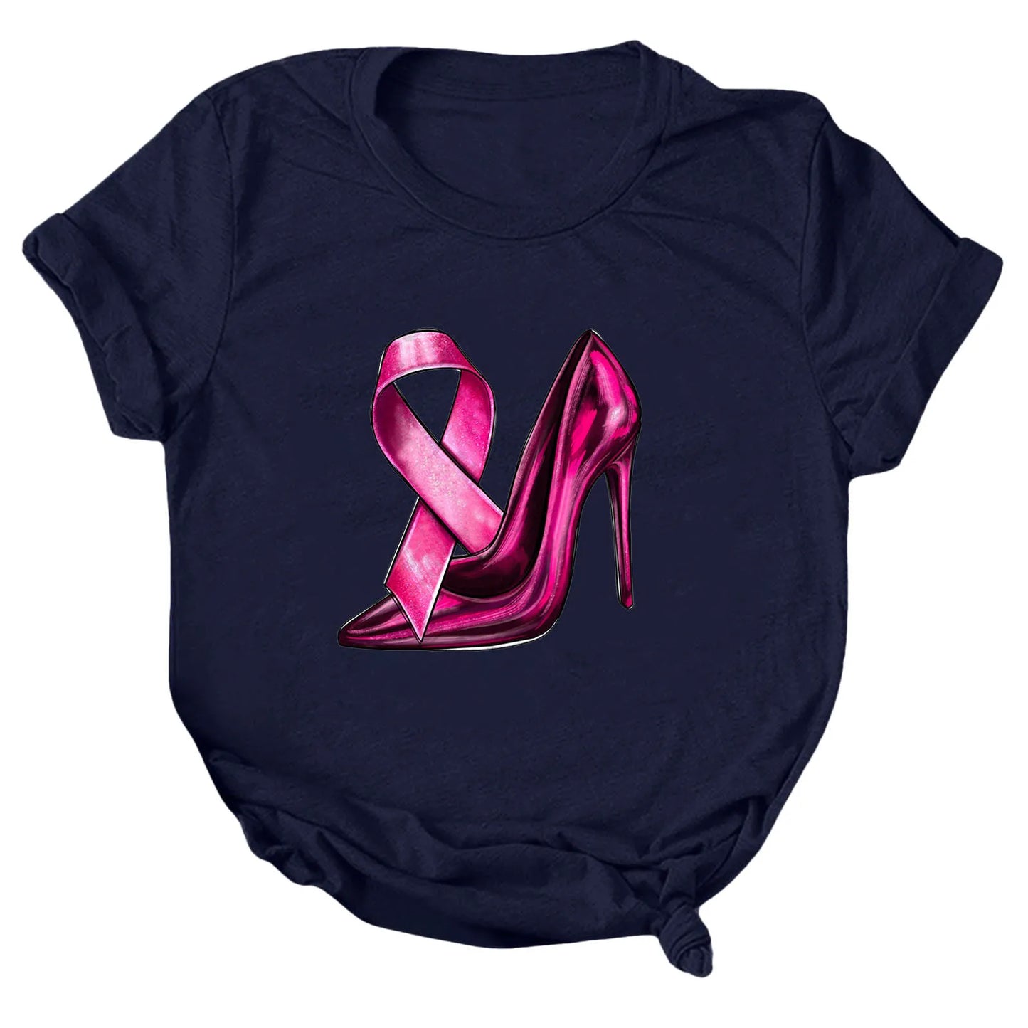 the STILETTO - Breast Cancer Graphic T-Shirts for Women Breast Cancer Awareness Tees