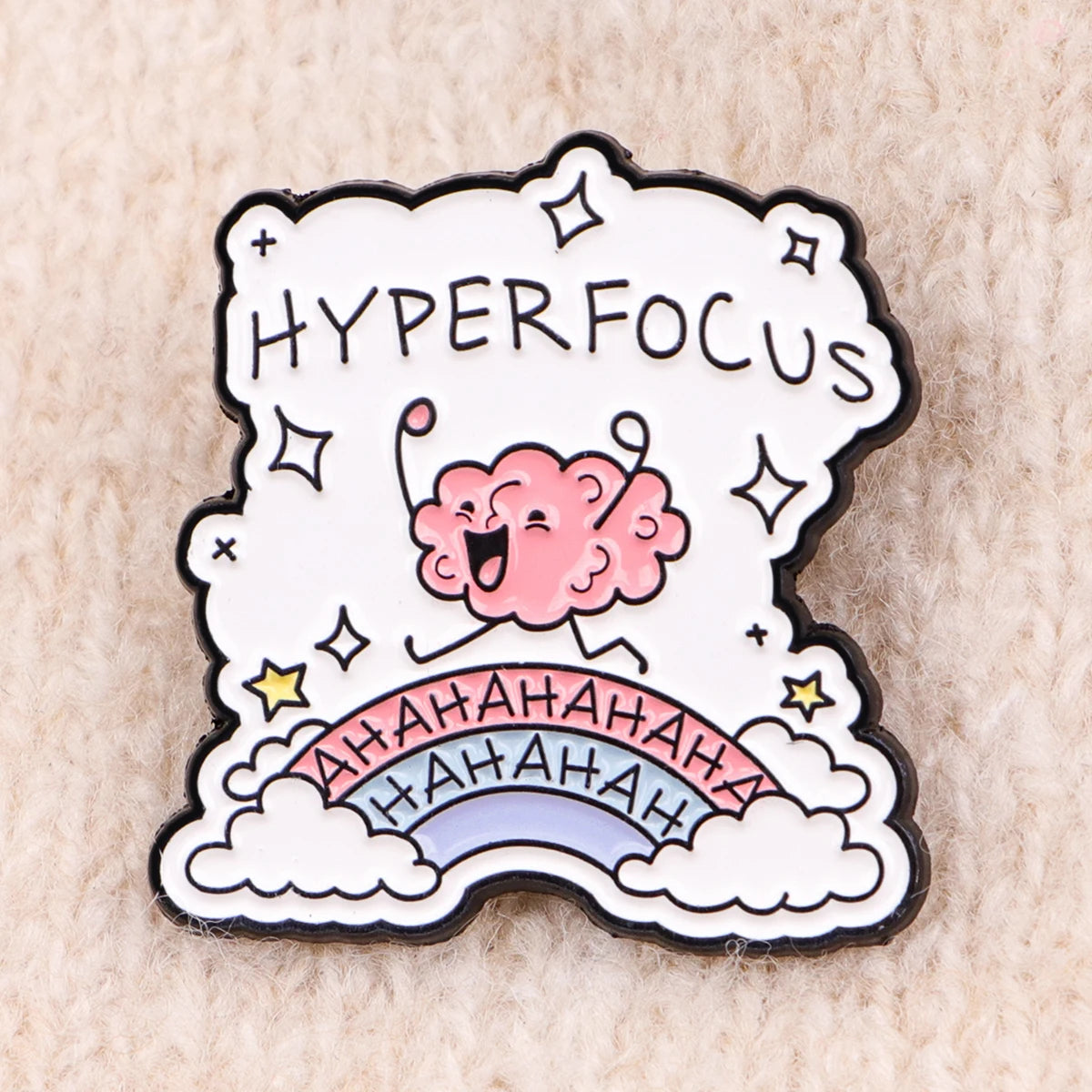 the HYPERFOCUS - Brain Character Enamel Pin, Mental Health Brooch Pin, Lapel Pins Badge