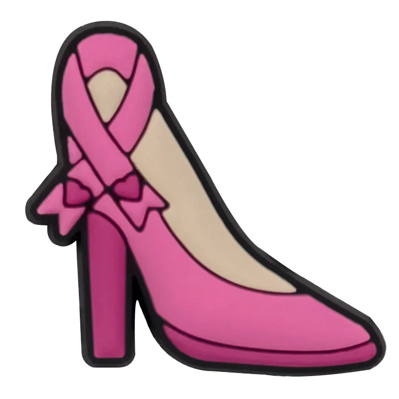 1/16pcs Cancer Ribbon Shoe Decorations Breast Cancer Ribbon Shoe Decorations Care for Women's Health Pins Clog Jeans for Women