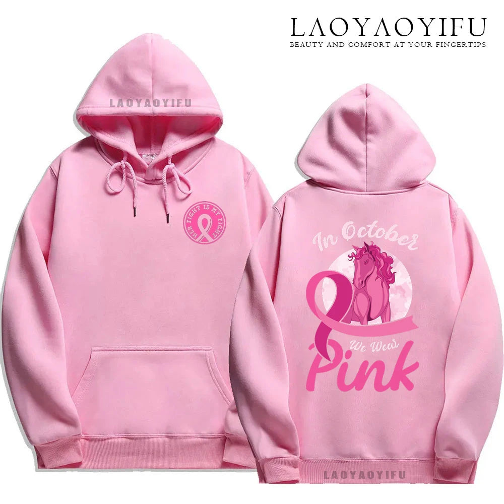 Family Pack Pink Awareness Ribbon Hoodies Survivor Support Winter Collection Spring and Autumn‌ Pink Ribbon Breast Cancer Gifts