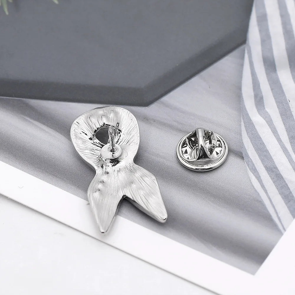 Breast Cancer Awareness Jewelry Pink Ribbon Rhinestone Brooches Women's Metal Badge Pins Fundraisers Events Gift