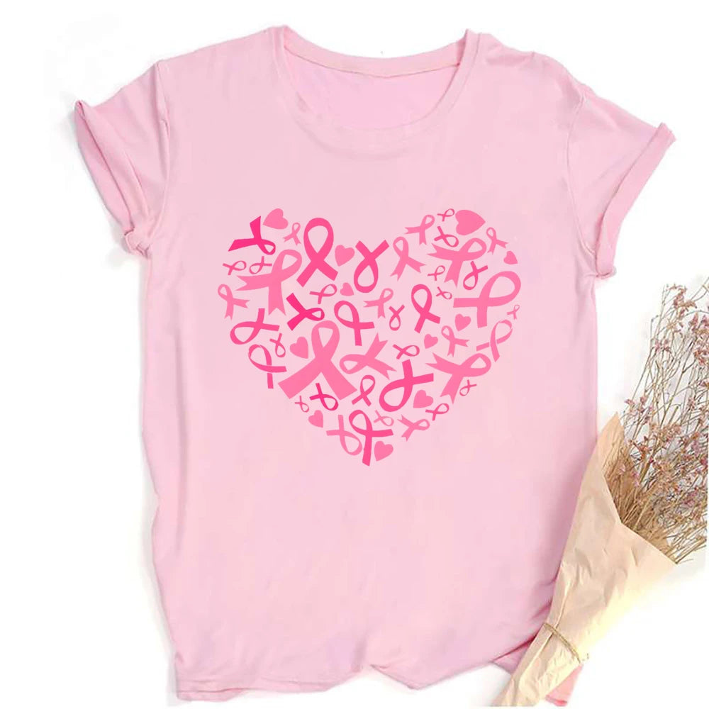 Breast Cancer Shirts for Women Pink Ribbon Breast Cancer Awareness T-Shirt Cancer Care Gifts Ladies Tee Tops