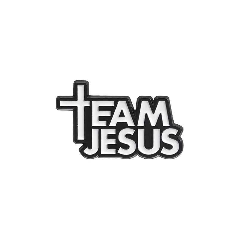 the TEAM JESUS - Jesus Team Cross Enamel Pin, Christianity Metal Brooches Decorative Lapel Badge, Jewelry Accessories