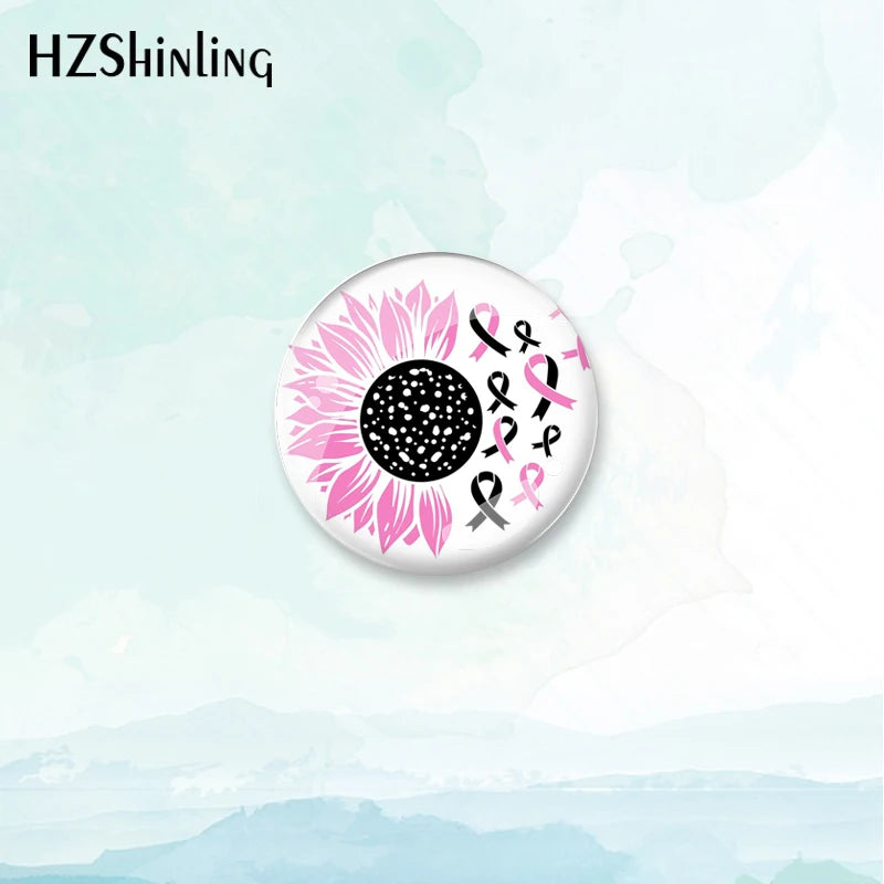 2023 New Breast Cancer Awareness Badge Brooch Pink Ribbon Pin Backpack Decoration Pins Round Jewelry Women Gift